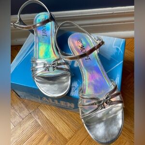 Silver Girls Heeled Sandals